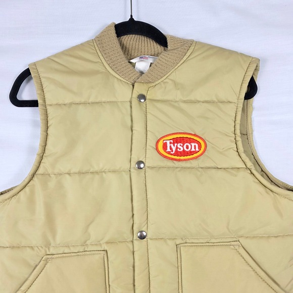 Tyson Vintage Puffer Vest Tan Quilted Snap Front Workwear Mens Sz Medium Cosplay - Picture 9 of 16